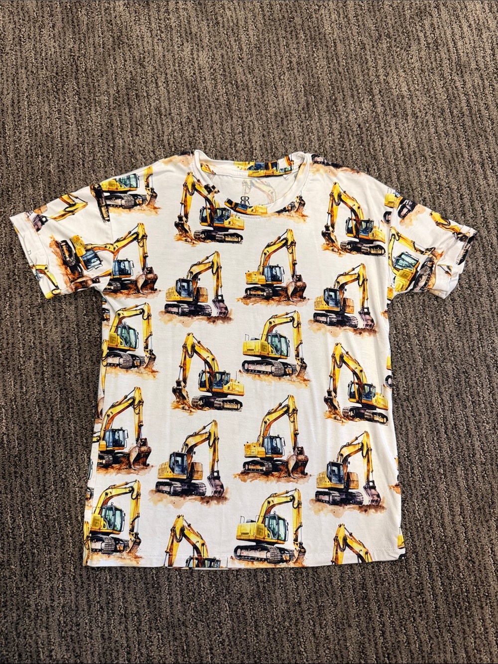 Bums and Roses yellow Excavator Print Short Sleeve Tee
